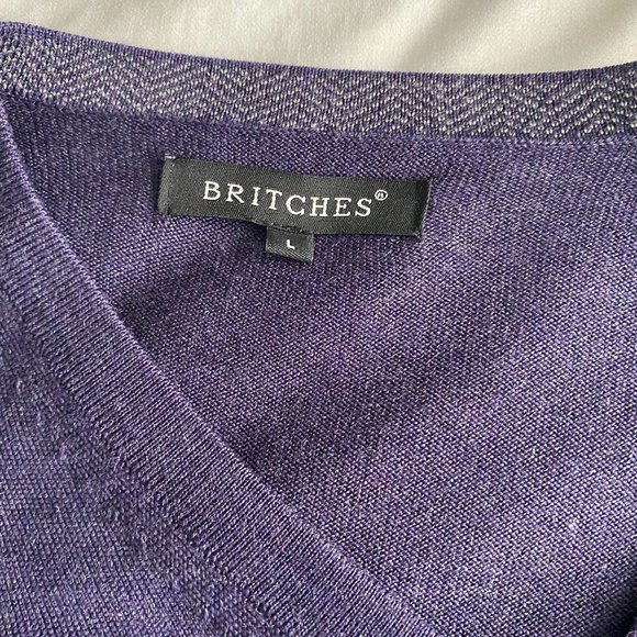 Britches Sweater Men's Purple Pullover Merino Wool - Picture 2 of 5